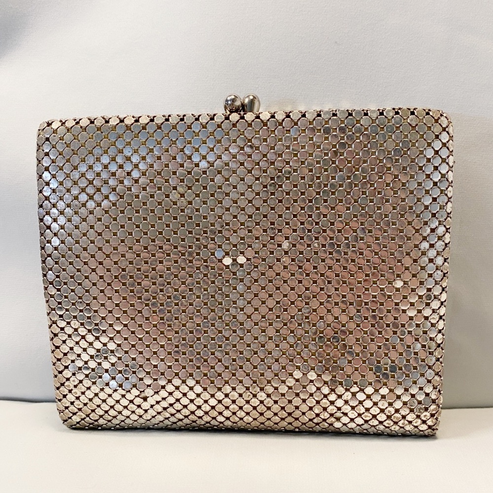 Vintage Whiting and Davis Silver Mesh Folding Wallet Clutch